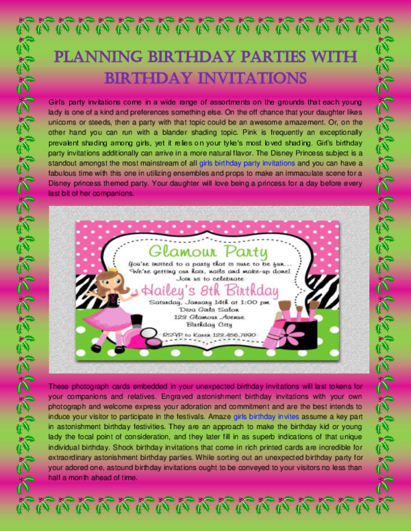 (PDF) Planning Birthday Parties with Birthday Invitations Richard
