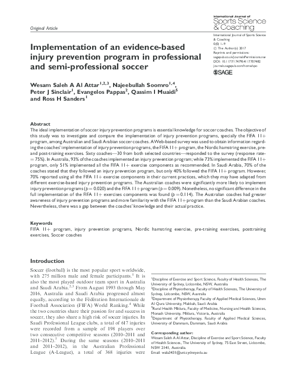 (PDF) Implementation of an evidence-based injury prevention program in ...