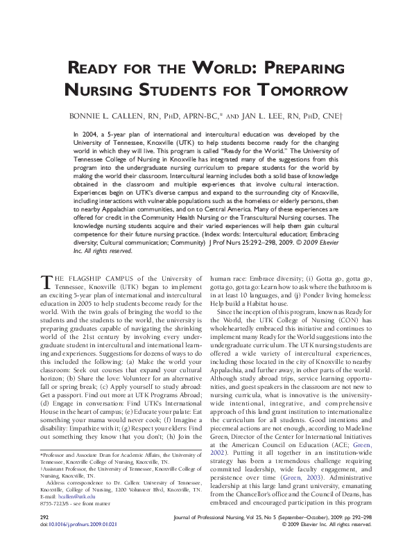 (PDF) Ready for the World: Preparing Nursing Students for Tomorrow