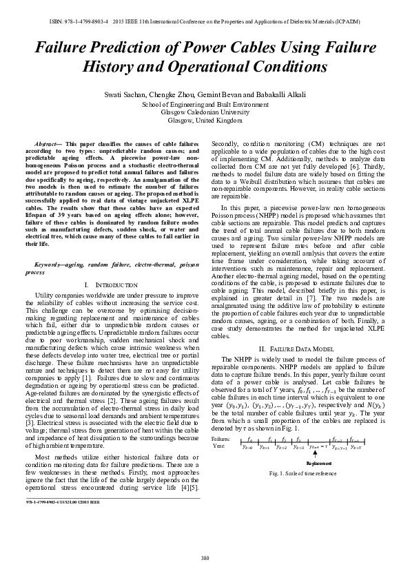 (PDF) Failure Prediction of Power Cables Using Failure History and