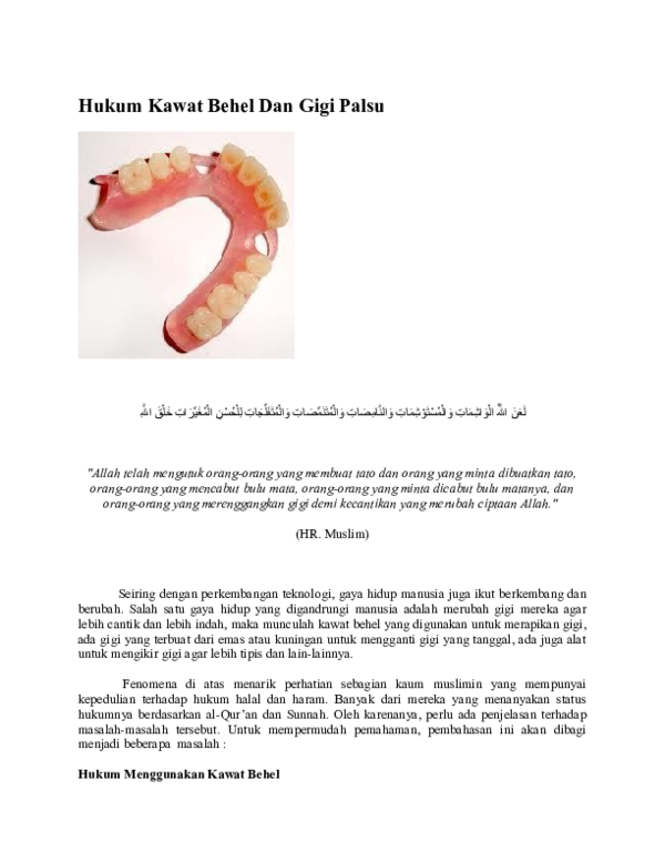 (DOC) Hukum Kawat Behel Dan Gigi Palsu wislah wiwi Academia.edu