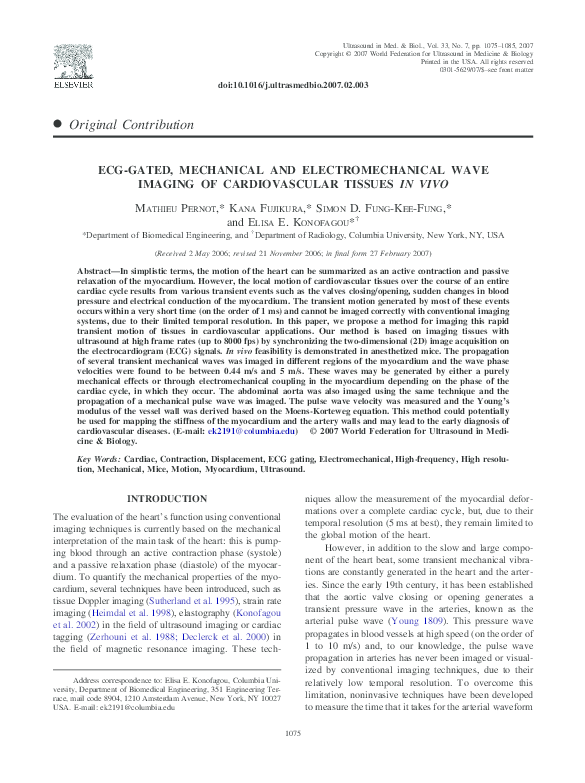 (PDF) ECG-gated, mechanical and electromechanical wave imaging of ...