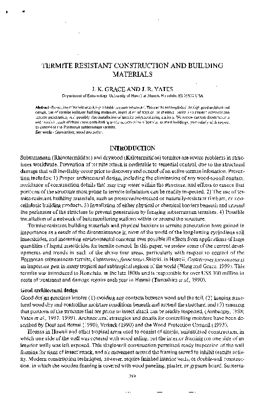 (PDF) Termite resistant construction and building materials J
