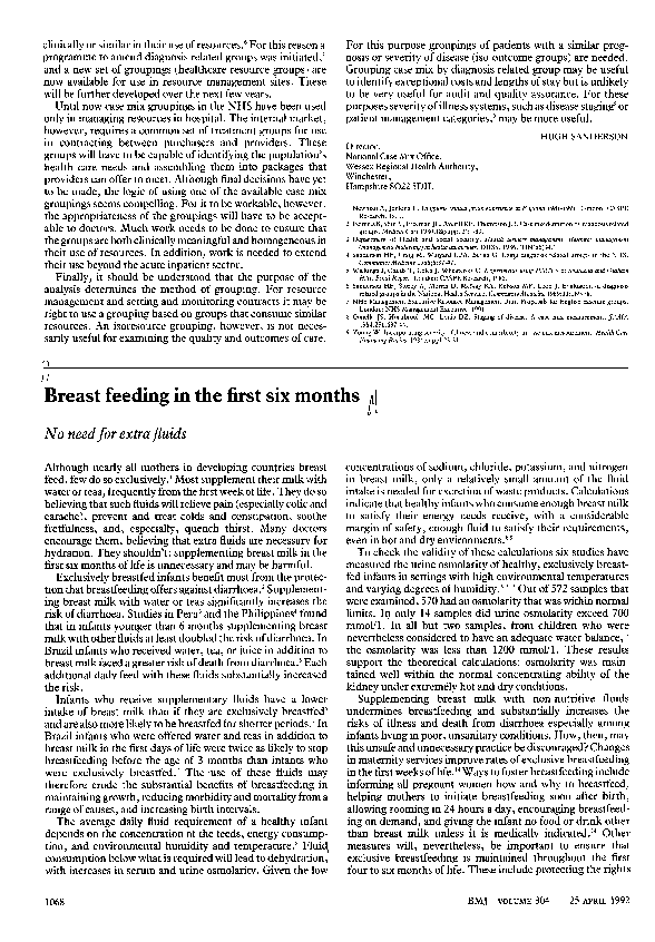 (PDF) Breast feeding in the first six months