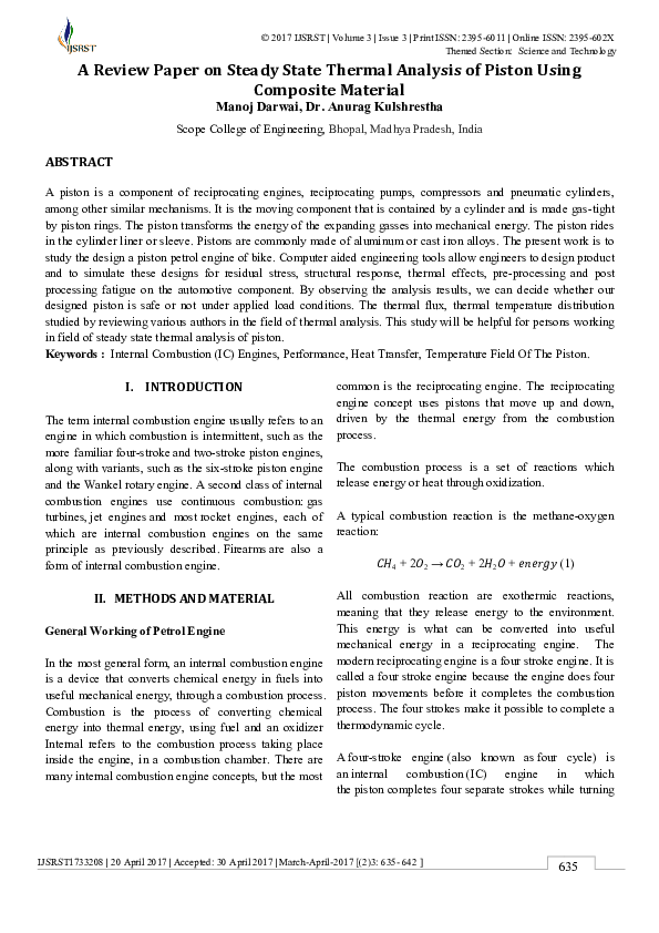 (PDF) A Review Paper on Steady State Thermal Analysis of Piston Using