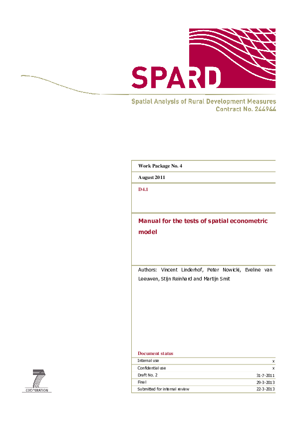 (PDF) D4 1 Manual for tests of spatial econometric models final