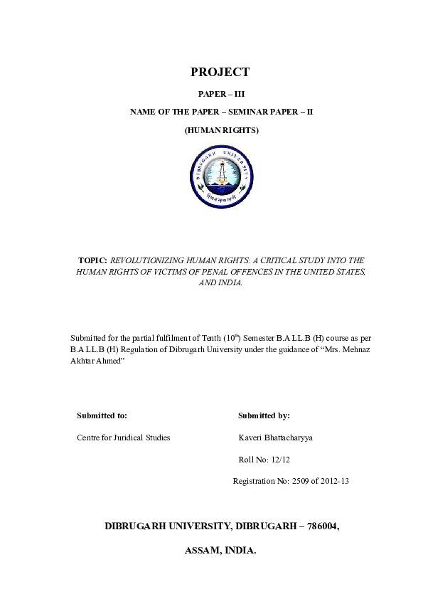 (DOC) Human Rights Project - 10th Semester