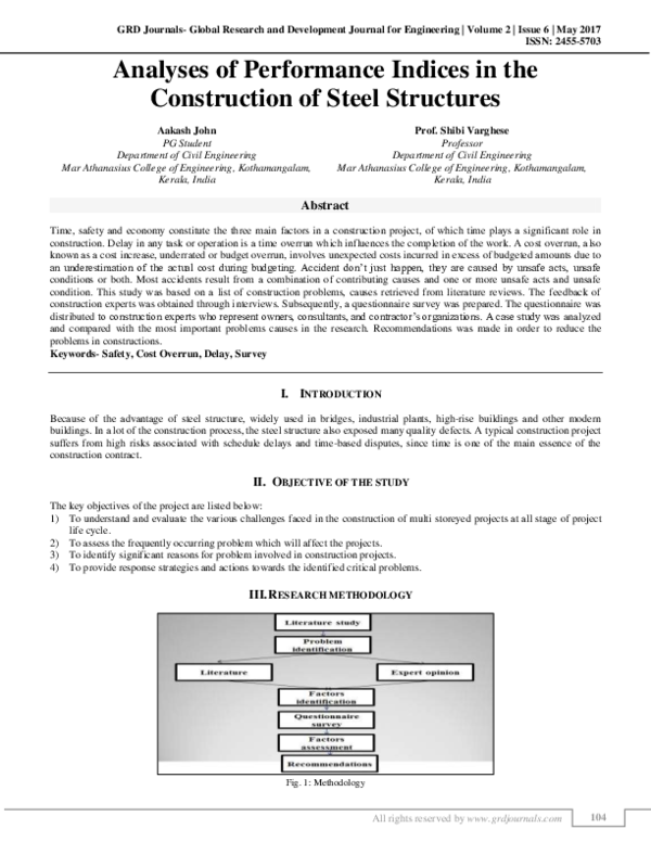 (PDF) Analyses of Performance Indices in the Construction of Steel ...