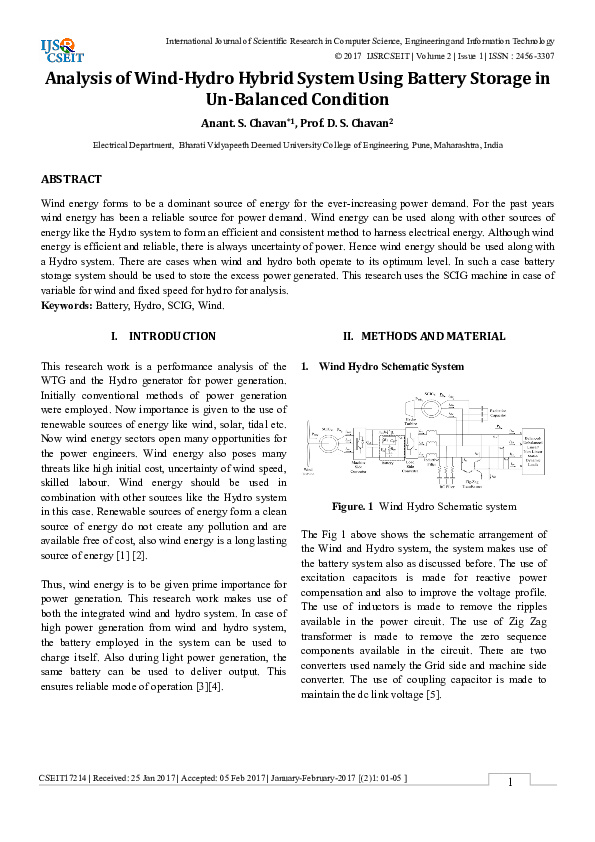 (PDF) Analysis of WindHydro Hybrid System Using Battery Storage in UnBalanced Condition