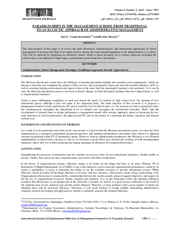 (PDF) PARADIGM SHIFT IN THE MANAGEMENT SCHOOL FROM TRADITIONAL TO AN ...
