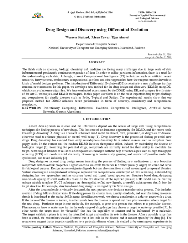 (PDF) Drug Design and Discovery using Differential Evolution