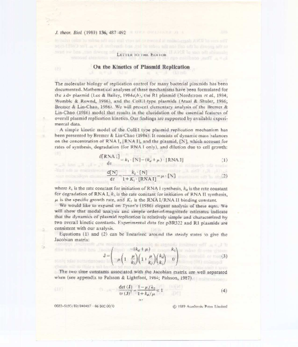 (PDF) On the of Plasmid Replication Jay D Keasling and Jay Keasling Academia.edu