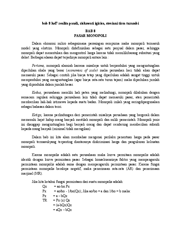 (DOC) PASAR PERSAINGAN TIDAK SEMPURNA MONOPOLI