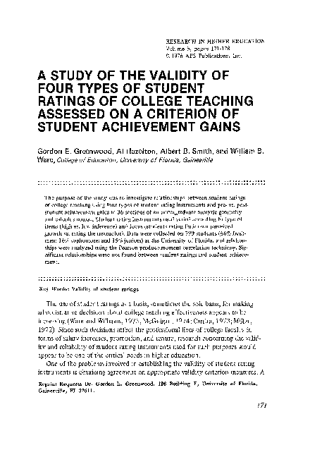 (PDF) A study of the validity of four types of student ratings of ...
