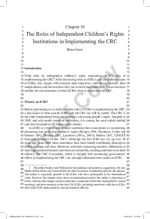 (PDF) The Roles of Independent Children's Rights Institutions in ...