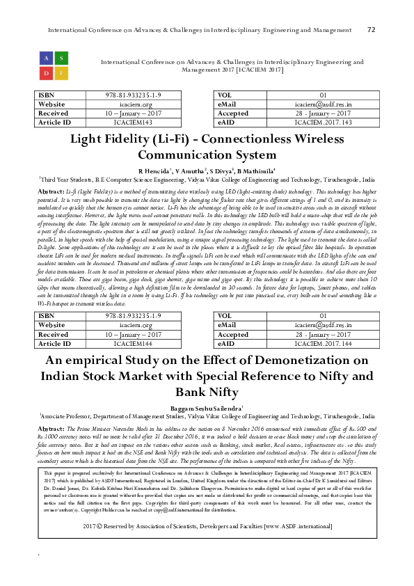 (PDF) Light Fidelity (Li-Fi) - Connectionless Wireless Communication System