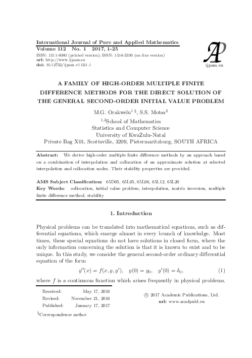 (PDF) A FAMILY OF HIGH-ORDER MULTIPLE FINITE DIFFERENCE METHODS FOR THE ...