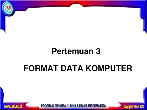 (PDF) Pertemuan 3 FORMAT DATA KOMPUTER