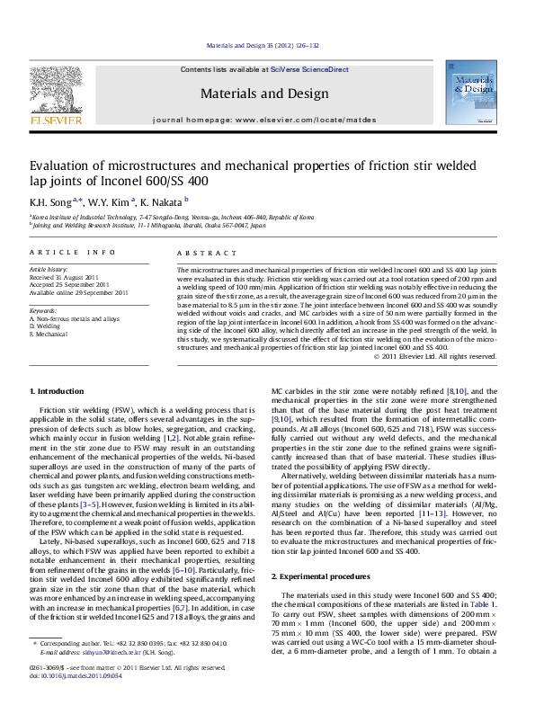 (PDF) Evaluation of microstructures and mechanical properties of ...