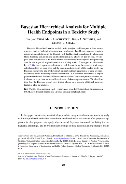 (PDF) Bayesian Hierarchical Analysis for Multiple Health Endpoints in a ...