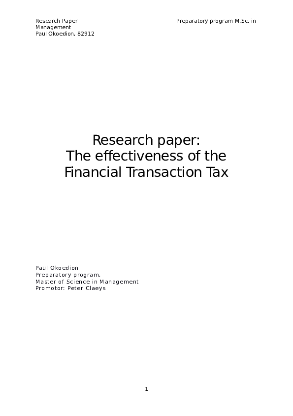 (DOC) The effectiveness of Financial Transaction Tax