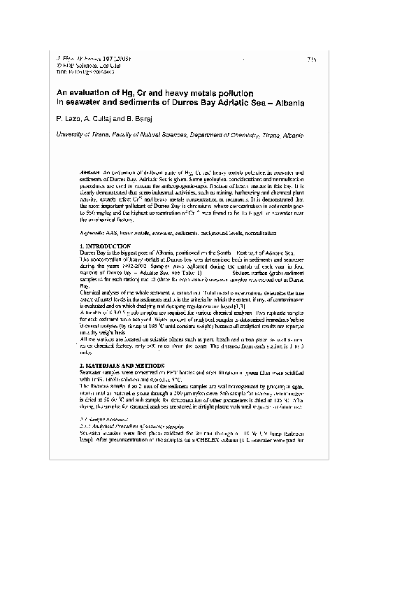 (PDF) An evaluation of Hg, Cr and heavy metals pollution in seawater ...