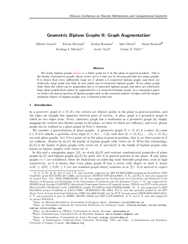 (PDF) Geometric Biplane Graphs II: Graph Augmentation