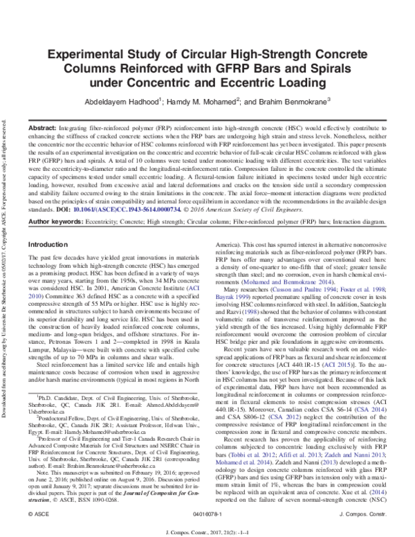 (PDF) Experimental Study of Circular High-Strength Concrete Columns ...