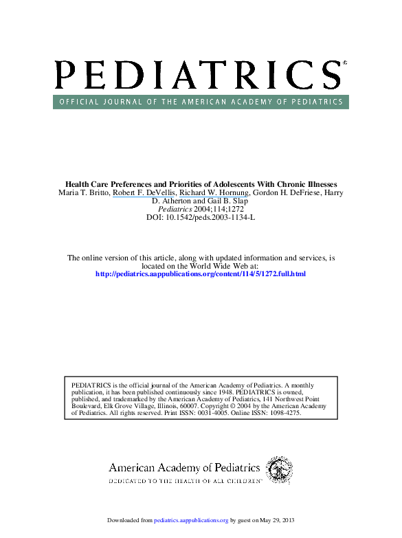 (PDF) Health Care Preferences and Priorities of Adolescents With ...