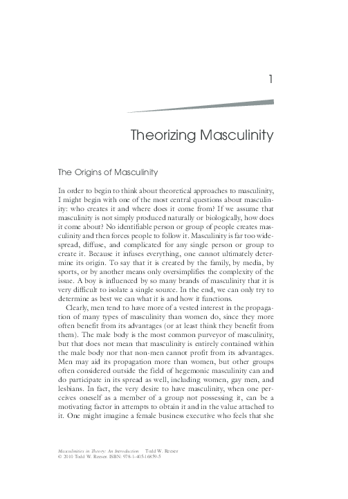 (PDF) Theorizing Masculinity Poststructuralist Approaches Todd