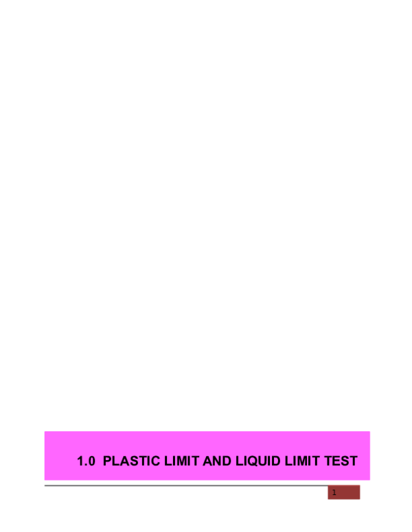 (DOC) PLASTIC LIMIT AND LIQUID LIMIT TEST hong g.woei Academia.edu