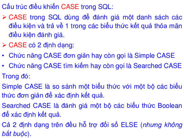 (PDF) CASE trong SELECT cua SQL