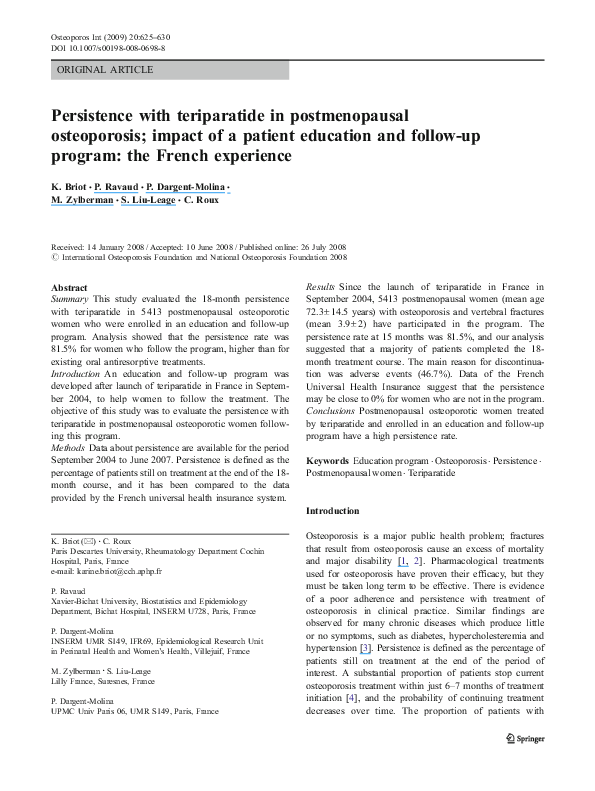 (PDF) Evaluation of persistence and adherence to teriparatide treatment ...