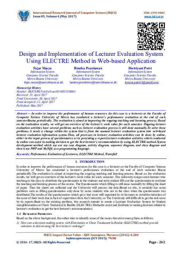 (PDF) Design and Implementation of Lecturer Evaluation System Using ...