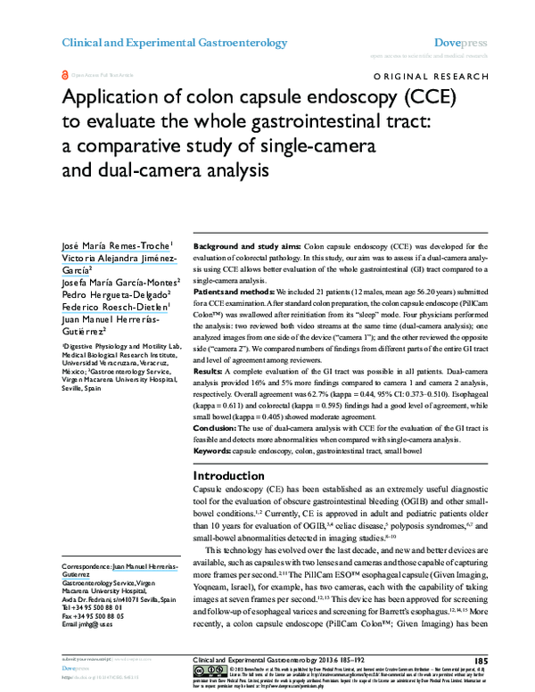(PDF) Application of colon capsule endoscopy (CCE) to evaluate the
