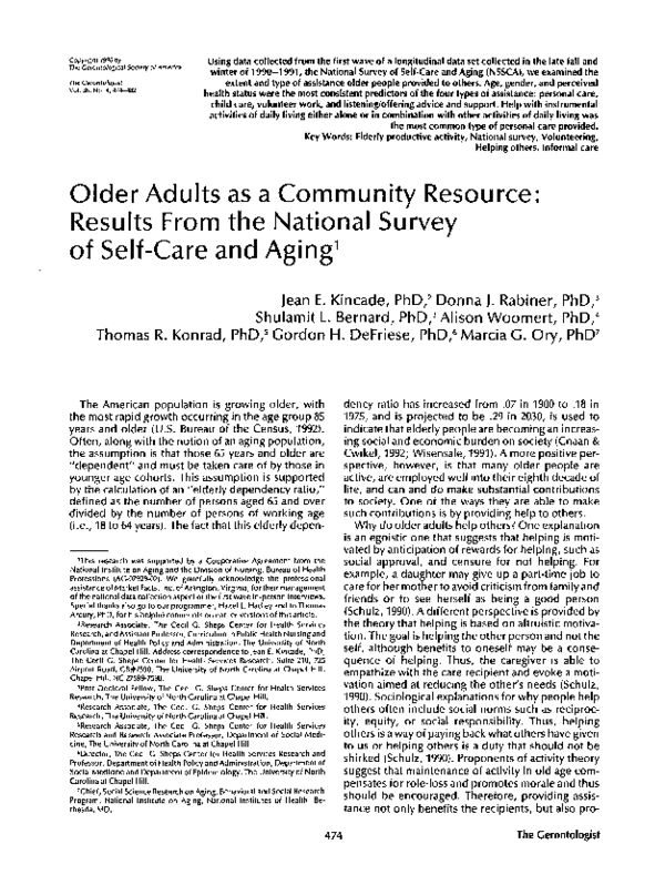 (PDF) Older Adults as a Community Resource: Results From the National ...