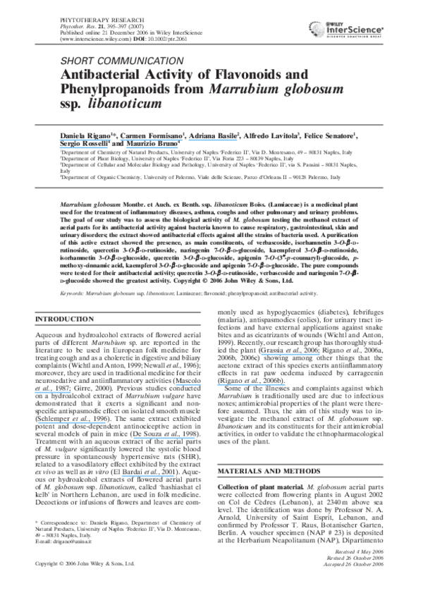 (PDF) Antibacterial activity of flavonoids and phenylpropanoids ...