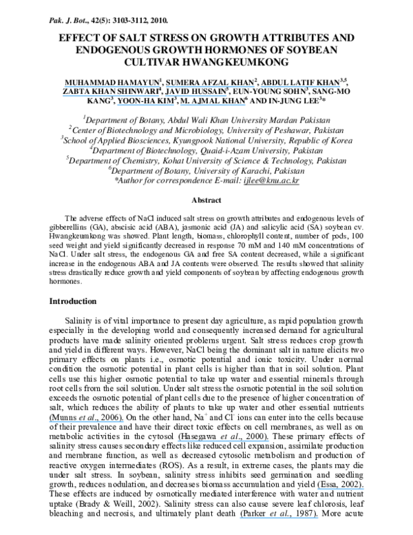(PDF) Effect of Salt Stress on Growth Attributes and Endogenous Growth ...