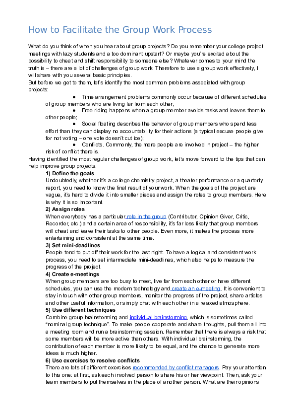 (DOC) How to Facilitate the Group Work Process