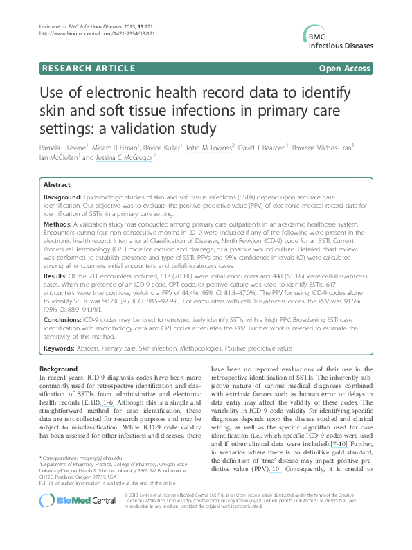 (PDF) Use of electronic health record data to identify skin and soft ...