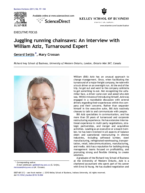 (PDF) Juggling running chainsaws An interview with William Aziz