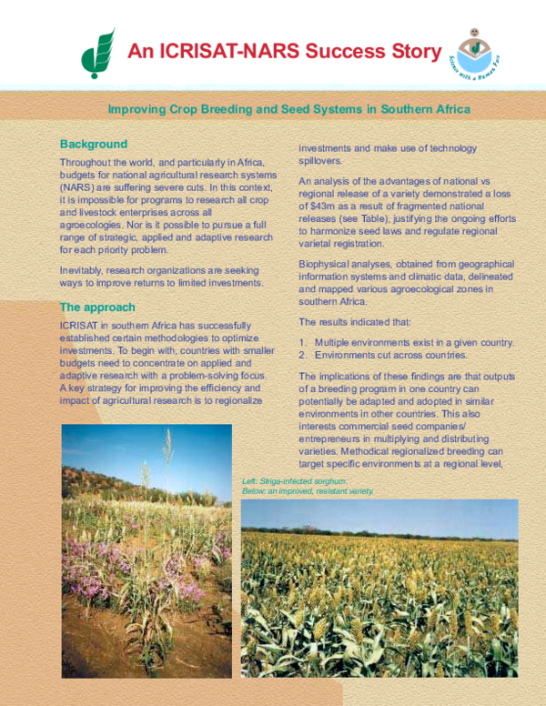 (PDF) Improving Crop Breeding and Seed Systems in Southern Africa