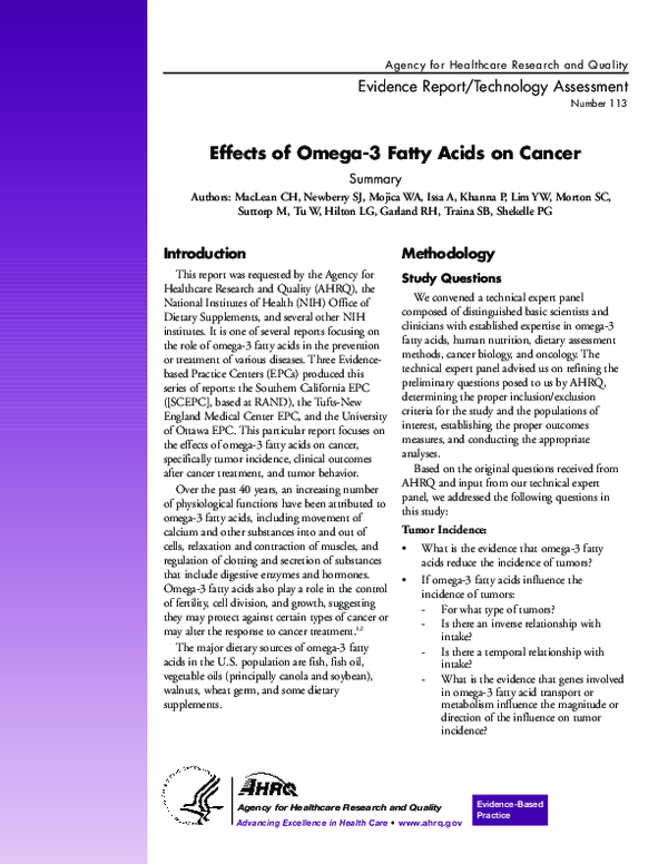 (PDF) Effects of omega-3 fatty acids on cancer