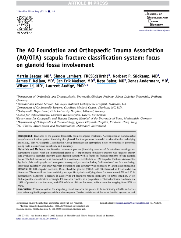 (PDF) The AO Foundation and Orthopaedic Trauma Association (AO/OTA