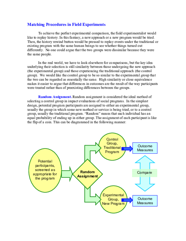 (PDF) Matching Procedures in Field Experiments