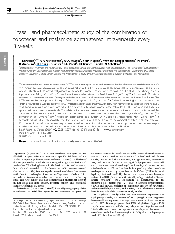 (PDF) A phase I and pharmacokinetic study of the combination of ...