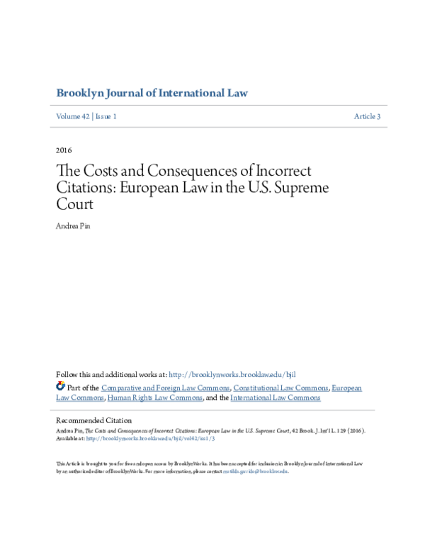 (PDF) THE COSTS AND CONSEQUENCES OF INCORRECT CITATIONS