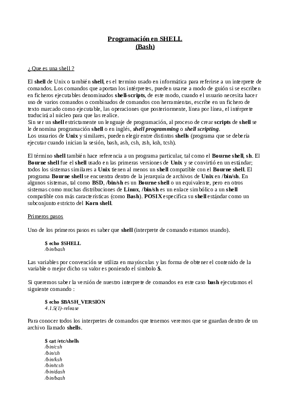 (PDF) Programación en SHELL ( Bash