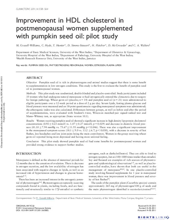 (PDF) Improvement in HDL cholesterol in postmenopausal women