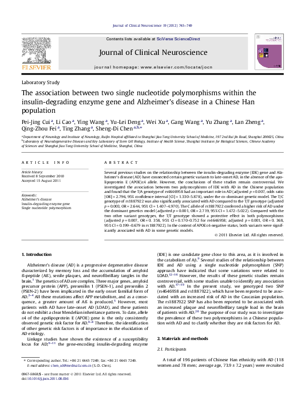 (PDF) The association between two single nucleotide polymorphisms ...